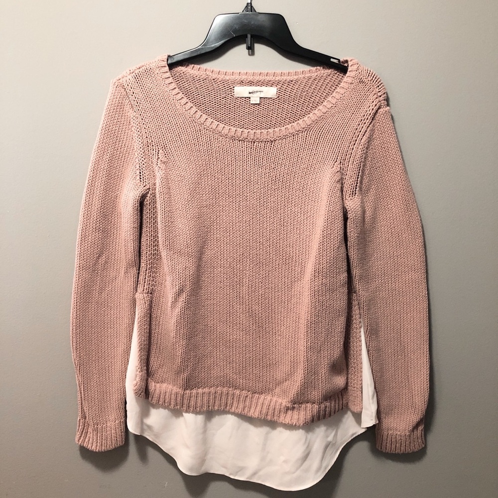 Pink Sweater with Blouse Underlay